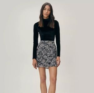 Nasty Gal Black Chiffon Paisley Miniskirt